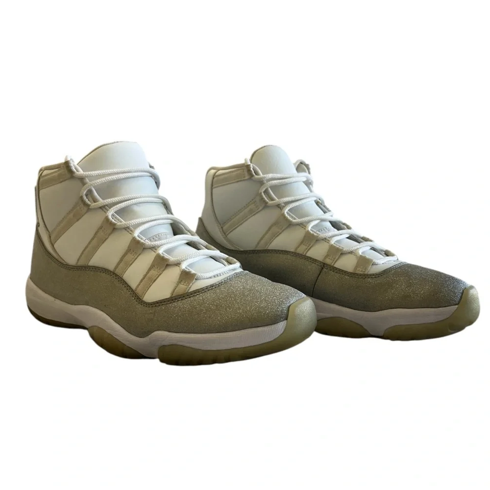 JORDAN - AJ11 RETRO MID WHITE GLITTER GREY “VAST GREY” SNEAKERS